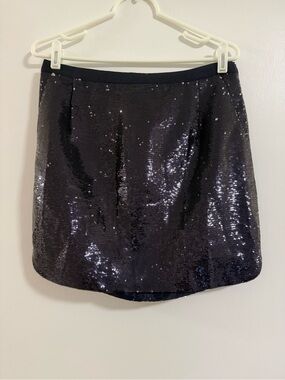 Navy Blue Sequin Mini Skirt - Women